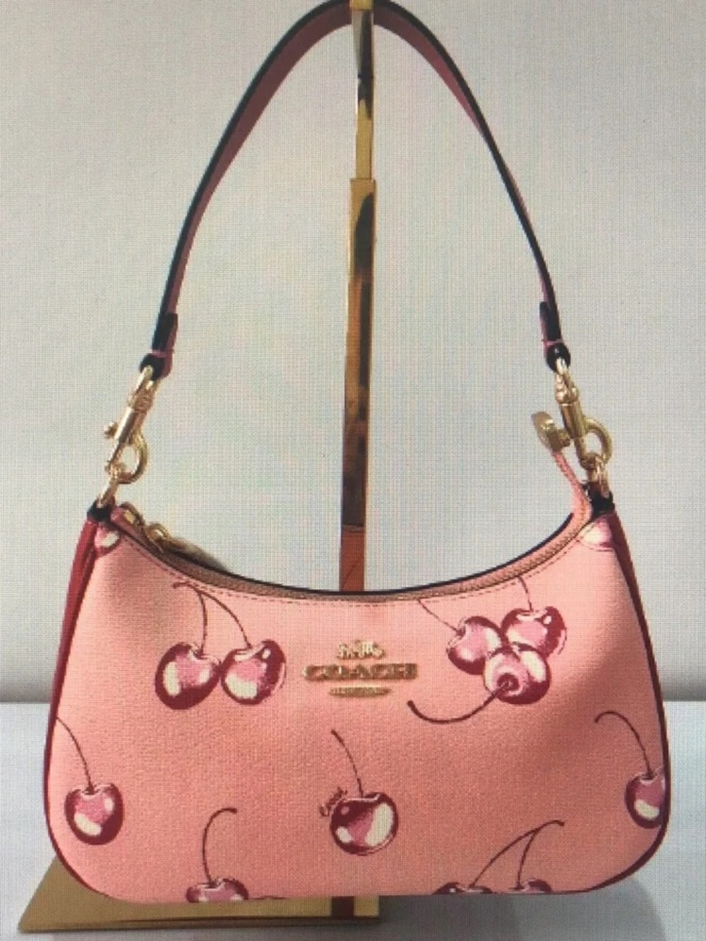Coach Pink Cherry Shoulder Bag with Gold Hardware